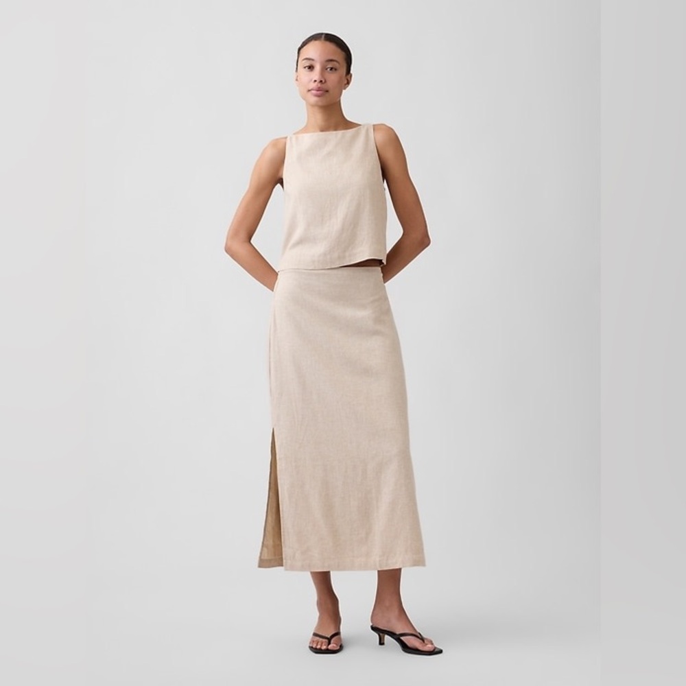 GAP Linen-Blend Midi Slip Skirt - Picture 2 of 8